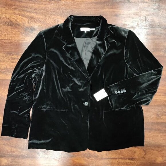 NWT Calvin Klein Womens Black Casual Velvet Blazer Size 24W - Picture 10 of 15